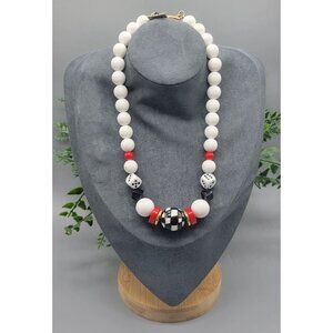Vintage Van Allen White Red Casino Dice Vegas Beaded Choker Necklace N1A